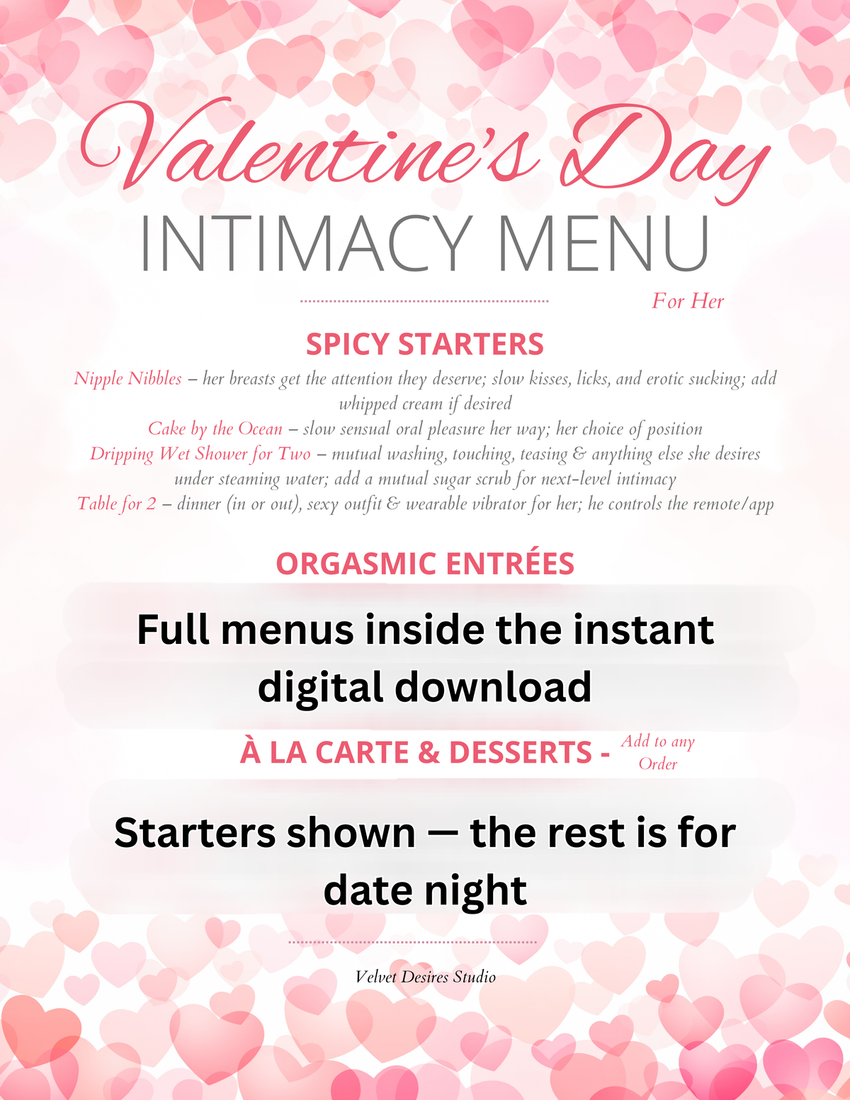 Valentine's Day Intimacy Menu — His & Her Bundle, Instant Download Version