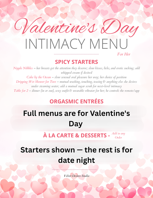 Valentine's Day Intimacy Menu for Her — Physical Version, Professionally Printed & Shipped