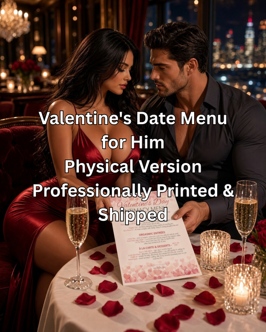 Valentine's Day Intimacy Menu for Him — Physical Version, Professionally Printed & Shipped